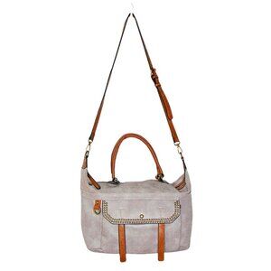 Large Antik Kraft Shoulder Handbag Satchel Bag Vegan Leather Taupe and Brown